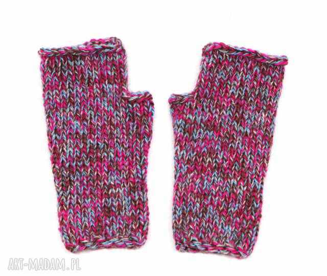 Lidia - kolorowe bezszwowe mitenki rękawiczki bez palców z małym kciukiem