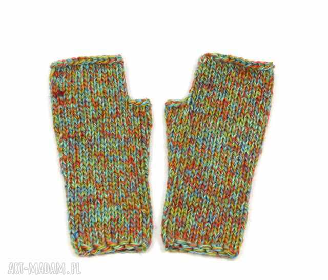 Kornelia - kolorowe bezszwowe mitenki rękawiczki bez palców z małym kciukiem