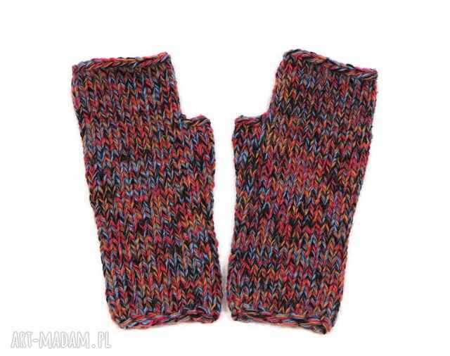 Beata - kolorowe bezszwowe mitenki rękawiczki bez palców z małym kciukiem