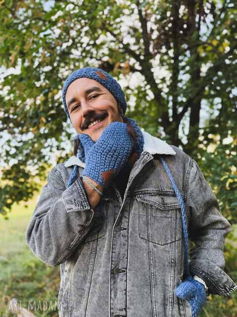 Męskie rękawiczki MERINO “Ciemny niebieski”