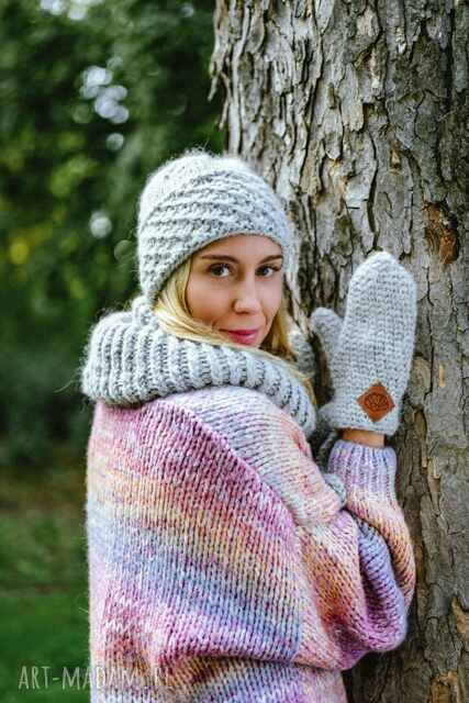 Rękawiczki MERINO “Wybielony szary”