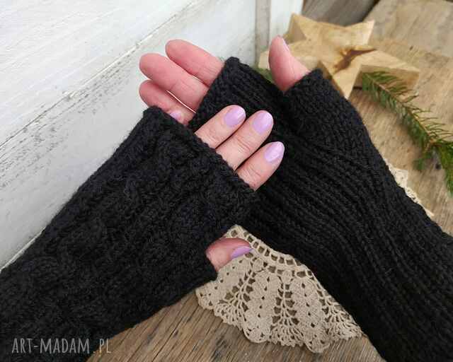 Mitenki, rękawiczki bez palców - Czarne