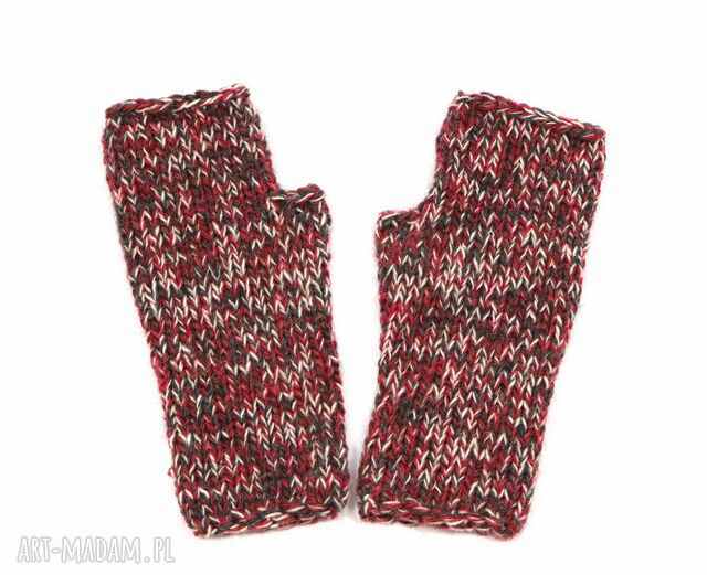 Ewelina - kolorowe bezszwowe mitenki rękawiczki bez palców z małym kciukiem