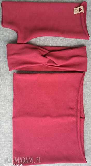 Komin, opaska i mitenki. Zestaw. Handmade