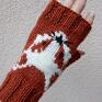 Rękawiczki z liskiem/mitenki ciepłe na jesień/rude z białym liskiem/ręcznie ocieplacze na dłonie mitenki