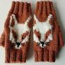 ręcznie zrobione rękawiczki mitenki na drutach liski/rękawiczki bez palców/ręcznie prezent na jesień zimę