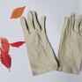 folk rękawiczki kremowe dzianina krótkie one size box etno