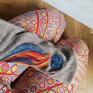 Ruda Klara etno mutenki mitenki w kolorze bezowym filcowane wełna merynosów rękawiczki fredzle boho