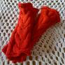 rękawiczki jasnoczerwone mitenki wykonane na drutach (3 mm) z włóczki