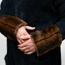 rękawiczki mankiety z futra brązowe