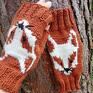 rękawiczki: z liskiem/mitenki ciepłe na jesień/rude z białym liskiem/ręcznie ocieplacze na dłonie