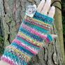 kolorowe mitenki/rękawiczki bez palców/damskie rękawiczki na jesień robione na drutach mitenki