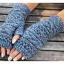 ręcznie robione rękawiczki mitenki niebiesko czerwone mitenki/rękawiczki /rękawice bez
