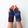 wełniane rękawiczki cieniowane mitenki w błękito fioletach