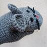 Rękawiczki ręcznie robione na drutach i na szydełku. Myszy, szczęśliwe, niepowtarzalne. Są w kolorze szarym