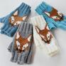 prezent dodatek do odzieży rękawiczki z liskiem/mitenki ciepłe na najesien zimę