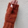 rękawiczki z liskiem/mitenki ciepłe na jesień/rude z ocieplacze na dłonie