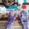 owieczki - fioletowy mix wełna wełniane rękawiczki