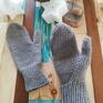 rękawiczki: wełniane merynoski - szaro/beżowe - prezent merino wool