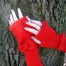 Czerwone długie mitenki rękawiczki kokarda