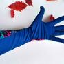 Rękawiczki dzininowe dwukolorowe printy długość 30cm bez palców