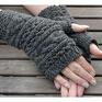 rękawiczki ciemnoszare mitenki w warkocze/ bez palców/ prezent