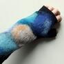 czarne rękawiczki mitenki z niebieskim bez palców