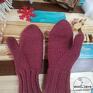 rękawiczki: wełniane merynoski - bordo - prezent dla niej wełna z merynosa