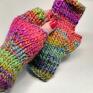 rękawiczki bez palców mitenki wykonane z niezwykłej w kolory wełniane