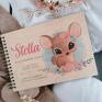 na chrzest beżowe sarenka, metryczka urodzenia pamiątka chrztu świętego scrapbooking albumy narodziny dziecka