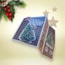 na święta prezenty świąteczna skośna brąz z kopertą z scrapbooking kartka bożonarodzeniowa choinka