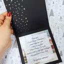 Kartka świąteczna z kieszonką, czarno-srebrna z zimową scenką