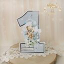 Urodzinowa kartka cyferka, prezent na roczek "Baby Blue 2" GOTOWA