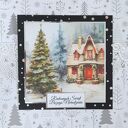 Kartka świąteczna z kieszonką, czarno-srebrna z zimową scenką