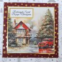 Kartka świąteczna z kieszonką, bordowo-złota z zimową scenką