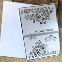 Kartka ślubna w bieli z elementem srebra - rękodzieło scrapbooking z kieszonką