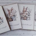 Zestaw 4 kartek wielkanocnych z życzeniami „Króliczki