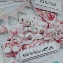 Kartka z okazji narodzin dziewczynki z misiem, personalizacja