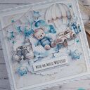 Kartka z okazji narodzin chłopca z misiem, personalizacja