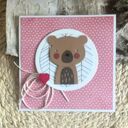 Misiowa kartka scrapbooking na roczek, narodziny i chrzest