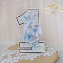 Urodzinowa kartka cyferka, prezent na roczek "Baby Lamb" GOTOWA