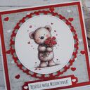 Kartka na walentynki z misiem, nietypowy napis