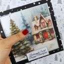 Kartka świąteczna z kieszonką, czarno-srebrna z zimową