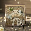 Kartka ślubna rustykalna z suszonymi kwaitami