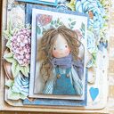 Kartka urodzinowa w stylu scrapbooking "Rośnij szczęśliwie" - bogato zdobiona dla dziewczynki
