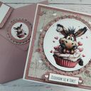 Kartka na walentynki z osiołkiem, nietypowy napis