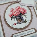 Kartka imieninowa z piwoniami w słoiku