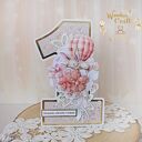 Urodzinowa kartka cyferka, prezent na roczek "Baby Bunny" GOTOWA