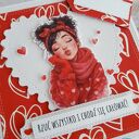 Kartka na walentynki z całuśną dziewczyną, nietypowy napis