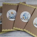 Zestaw 4 kartek wielkanocnych z życzeniami „Niebiesko -żółty”